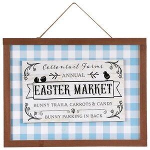 NWT “ Easter Market” Easter Inspired Farmhouse Themed Gingham Wall Signs